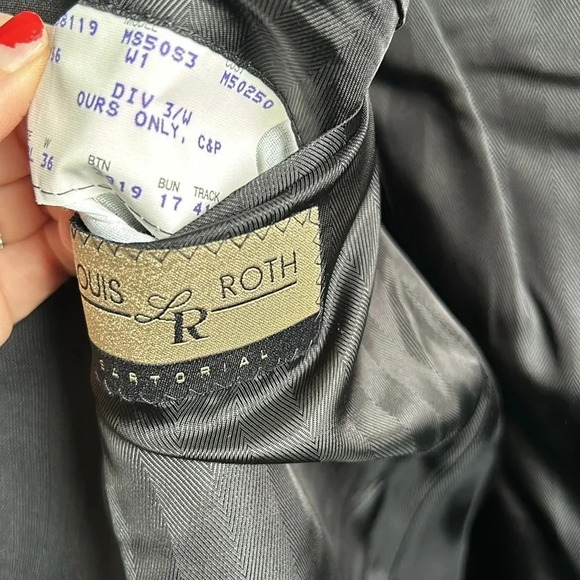Men's Louis Roth Suit Jacket | 42L Suit Jacket | 42L | Dark Gray Suit Jacket - Picture 8 of 10